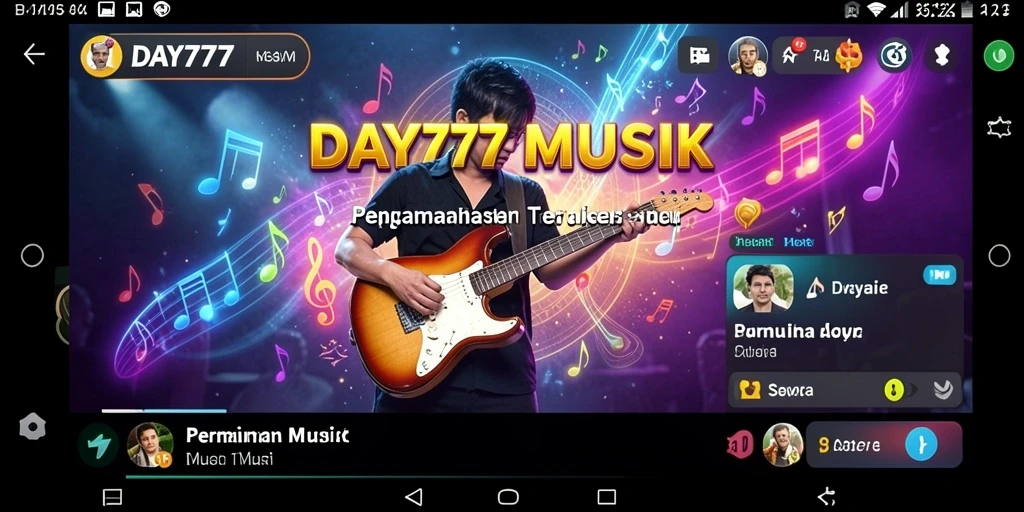 Tampilan gameplay yang seru di DAY777 dengan berbagai tantangan musik.