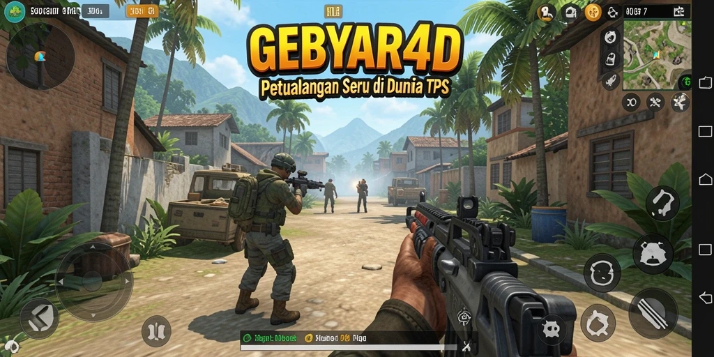 Tangkapan layar GEBYAR4D menampilkan aksi bertempur seru di arena TPS.