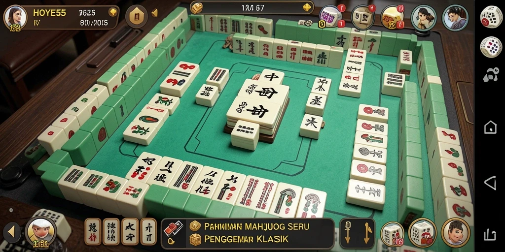 Screenshot HOYE55 menampilkan gameplay Mahjong yang seru dan menarik.