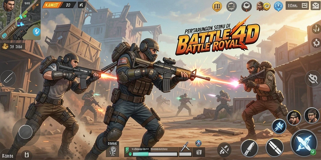 Tampilan gameplay Battle Royale yang mendebarkan di KAWAT4D.